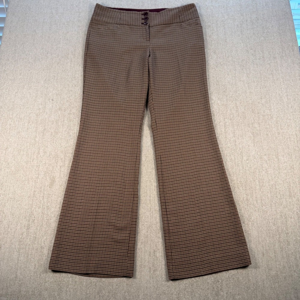 The Limited Dress Pants Women 10 Brown Houndstooth Cassidy Fit Wide Leg Trousers